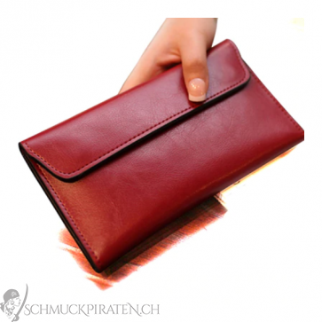 Echt Leder Portemonnaie für Damen in weinrot-Bild 1