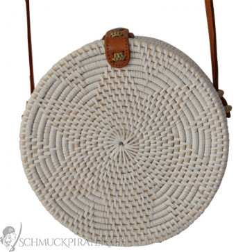 Original Bali Rattanbag mit Blumenmuster weiss-Bild 1