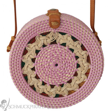 Original Bali Rattanbag mit Flechtmuster pink-Bild 1