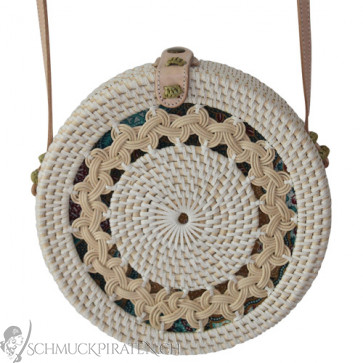 Original Bali Rattanbag mit Flechtmuster weiss-Bild 1