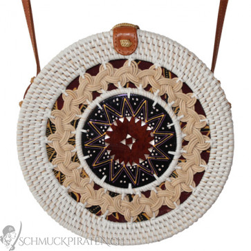 Original Bali Rattanbag mit Flechtmuster handbemalt weiss-Bild 1