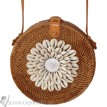 Original Bali Rattanbag "Seashell" natur mit Muscheln-Bild 1