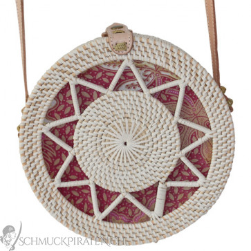 Original Bali Rattanbag mit Sternmuster weiss-Bild 1