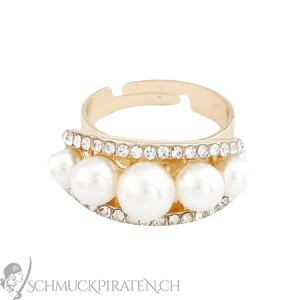 Ring für Damen in gold mit weissen Perlen-Bild 1