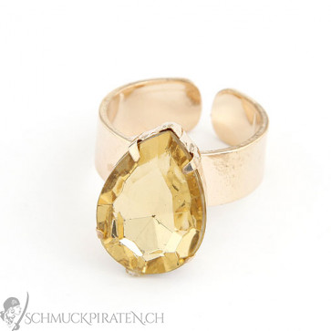 Damen Ring in gold mit Stein in champagner-One Size