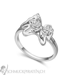 Damen Ring "Schmetterling" in vergoldetem weissgold