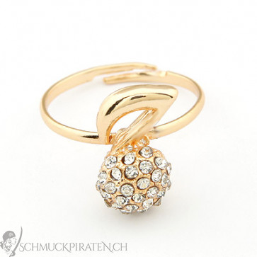 Ring Glitzerkugel in gold - Modeschmuck - Bild 1