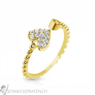 Damen Ring verstellbar mit Herz in gold