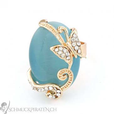 Ring für Damen "Blauer Opal" in gold und blau