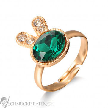 Damen Ring in gold mit grünem Stein-Bild 1