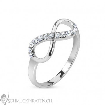 Damen Ring in silber mit Infinity Zeichen und Strass