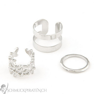 Midi Ring Set für Damen "Silver Leaf" silberfarben -Bild1