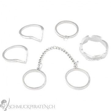 Midi Ringe Set 5-teilig in silber mit Federring -Bild 1