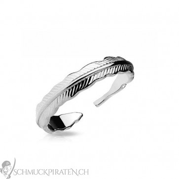 Damen Ring One Size in silber im Feder Look