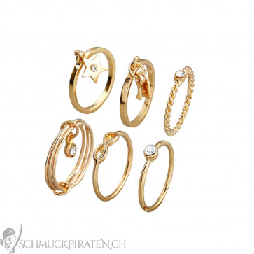 Midi Ring Set in gold mit süssen Anhängern - Bild1