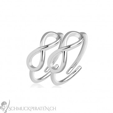 Verstellbares Ringset mit Infinity Zeichen in silber -Bild 1