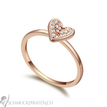 Ring für Damen "Zirkonia Heart" rosegoldfarben