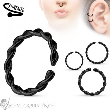 Fake Ohrpiercing/ Ear Cuff in schwarz - 1 Stück