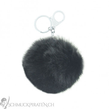 Schlüsselanhänger Plüsch in schwarz und silber