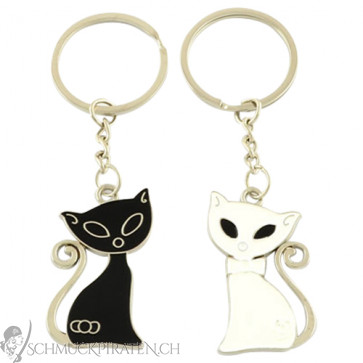 Schlüsselanhänger Set Katzen in schwarz und weiss - Bild 1