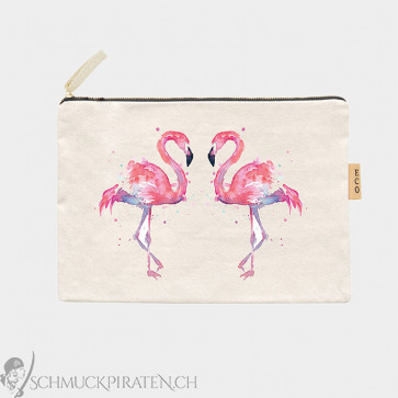 Kleine Canvas Bag in beige Flamingos-Bild 2