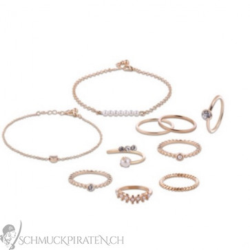 Schmuckset Midi-Ringe und Armbänder mit Perlen - Bild 1