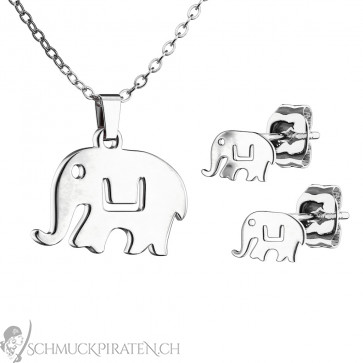 Damen Schmuckset "Elephant" Edelstahl & silberfarben-Bild 1