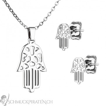 Damen Schmuckset "Hamsa" Edelstahl & silberfarben-Bild 1