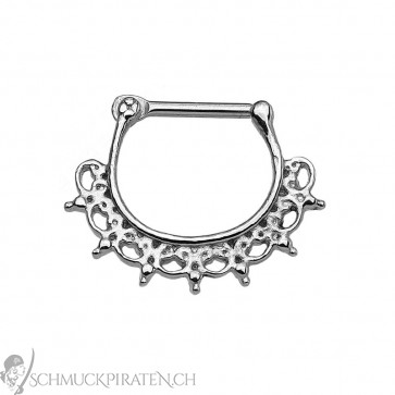 Nasenpiercing-Septum in silber mit Zacken