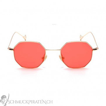 Sonnenbrille 8-eckig rosa und goldfarben - Bild 1