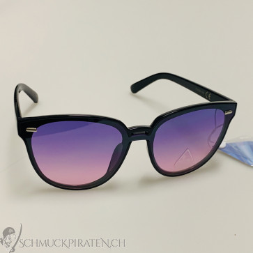 Sonnenbrille für Damen schwarz mit blau/lila getönten Gläsern