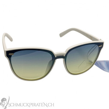Sonnenbrille für Damen weiss mit blau/gelb getönten Gläsern