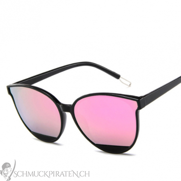 Sonnenbrille für Damen schwarz mit pink verspiegelten Gläsern