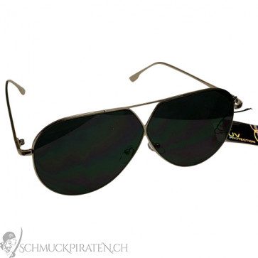 Sonnenbrille "Pilot" silberfarben mit schwarz/grau getönten Gläsern