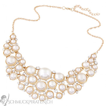 Kette für Damen in gold mit Perlen- Modeschmuck
