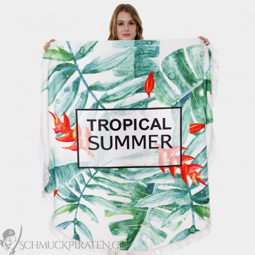Strandtuch "Tropical Summer" 150x150cm bunt mit Fransen-Bild 1