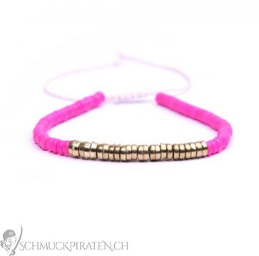 Textilarmband Freundschaftsarmband für Damen in pink und gold