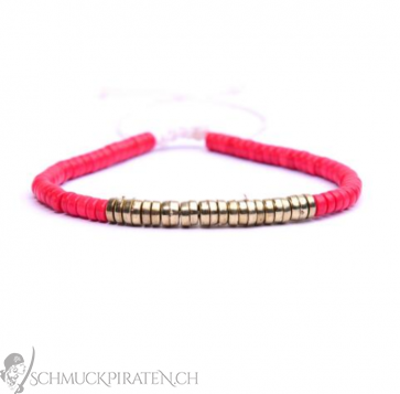 Textilarmband Freundschaftsarmband für Damen in rot und gold