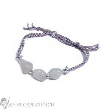 Damen Armband geflochten in lila mit hellen Steinen