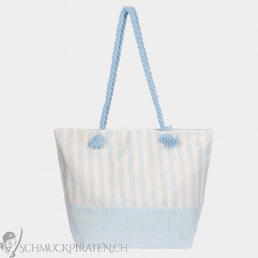 XXL Strandtasche "Hampton" hellblau/weiss mit Streifen