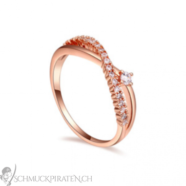 Edelstahlring für Damen "Infinity" mit Zirkonia Steinen rosegoldfarben