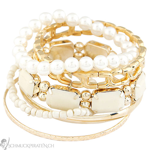 WOWORAMA 2-teiliges Armreifen Set - Klobige Gold Armbänder Mit Scharnier