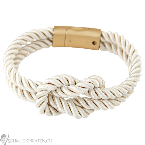 Aardrijkskunde nikkel gloeilamp Armband für Damen "Kordel in cremeweiss
