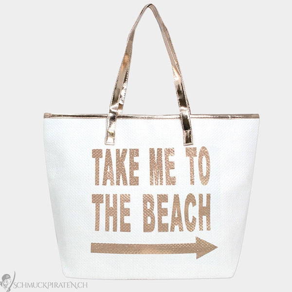 Strandtasche mit goldener Aufschrift