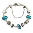 Charm Armband "Blue Glass" silberfarben und blau