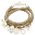 Charm Armband für Damen "Elefant & Pearls" in braun und gold
