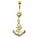 Bauchnabelpiercing "Anchor" in gold mit Strass