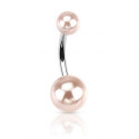 Bauchnabelpiercing silberfarben mit rosa Perle