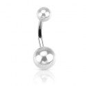 Bauchnabelpiercing silberfarben mit weisser Perle