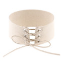 Choker Kette für Damen Samt Look in cremeweiss